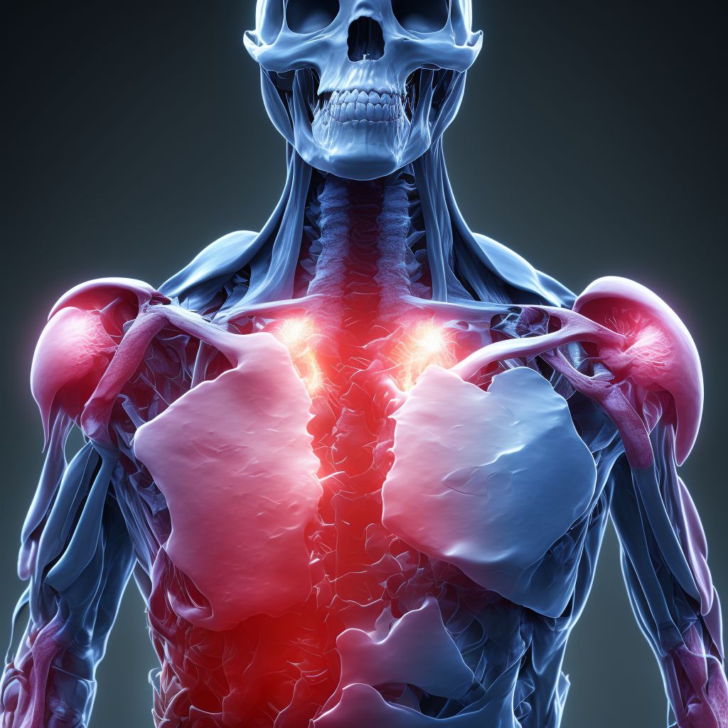 Dislocation of right scapula, initial encounter digital illustration