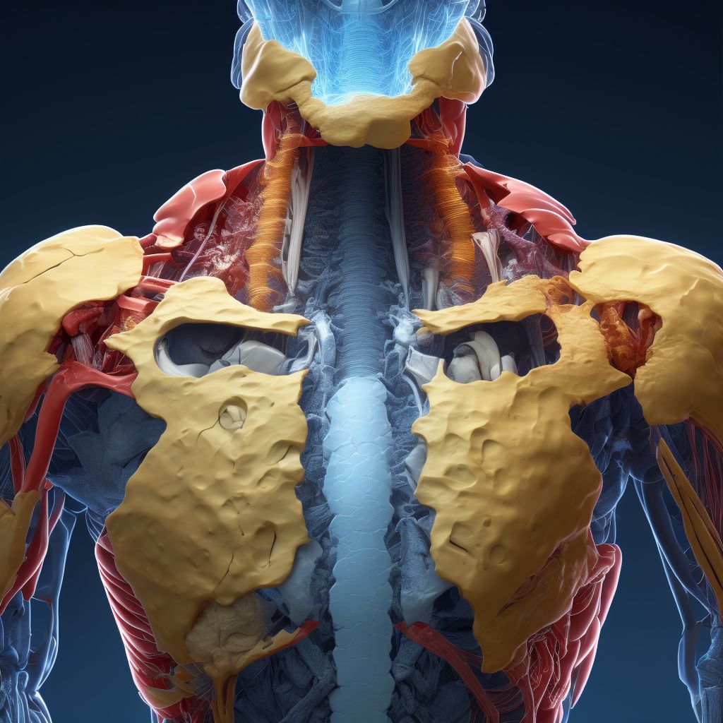 Dislocation of other parts of right shoulder girdle, subsequent encounter digital illustration