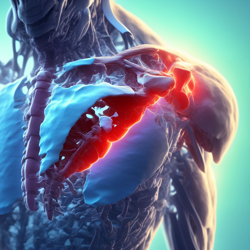 Sprain of other specified parts of left shoulder girdle, subsequent encounter digital illustration