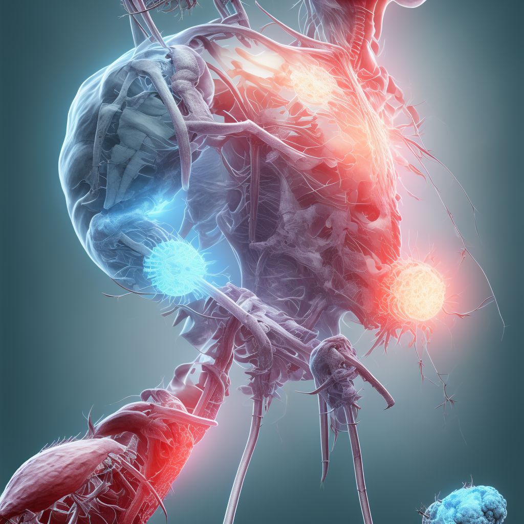 Injury of axillary nerve, left arm, sequela digital illustration