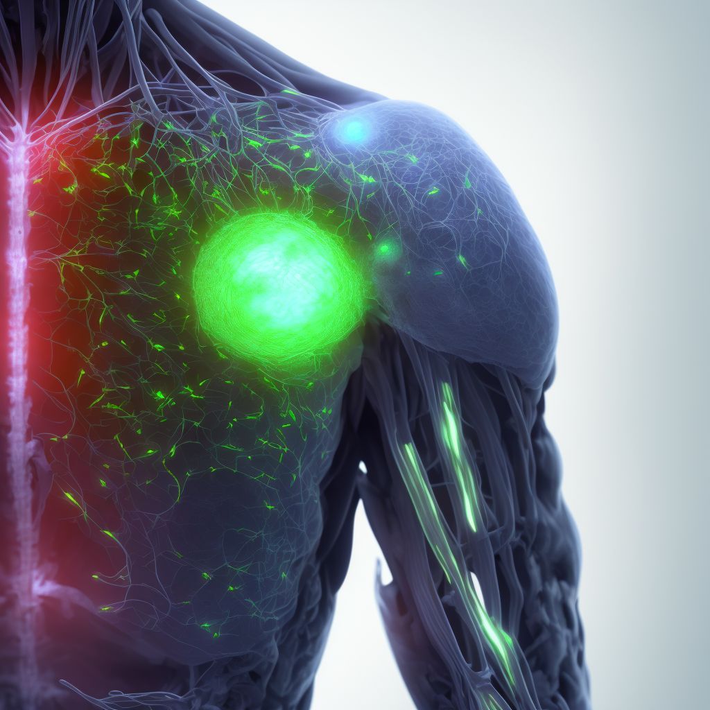 Injury of cutaneous sensory nerve at shoulder and upper arm level, right arm, subsequent encounter digital illustration