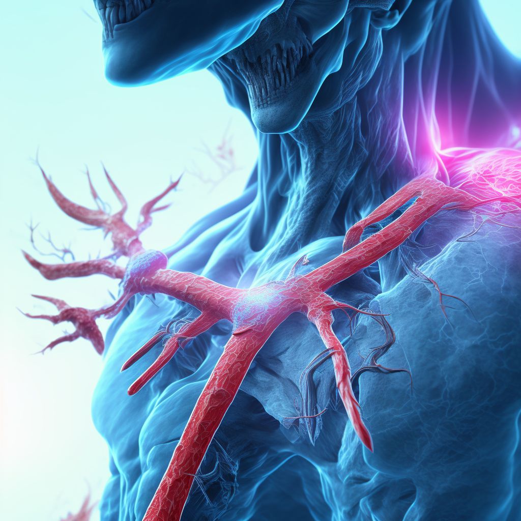 Laceration of axillary artery, right side, sequela digital illustration