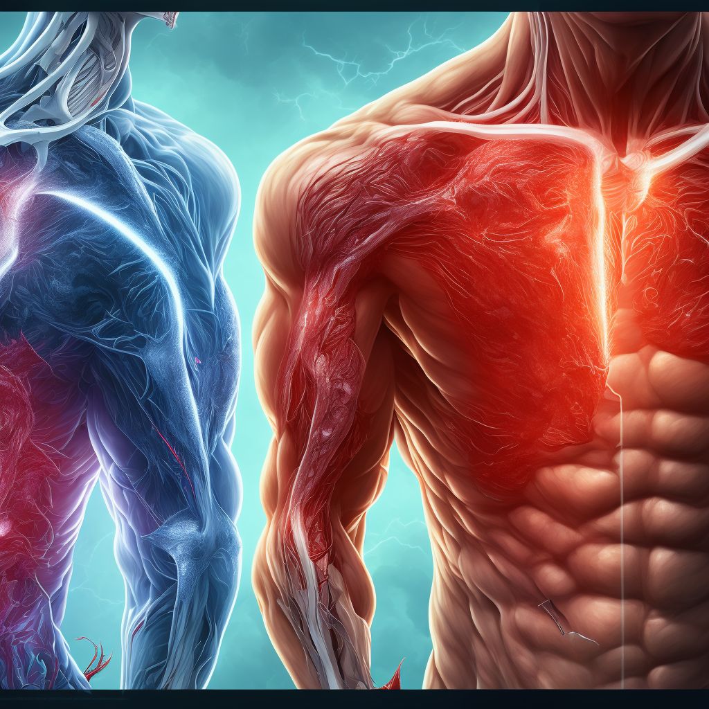 Laceration of axillary artery, left side, initial encounter digital illustration