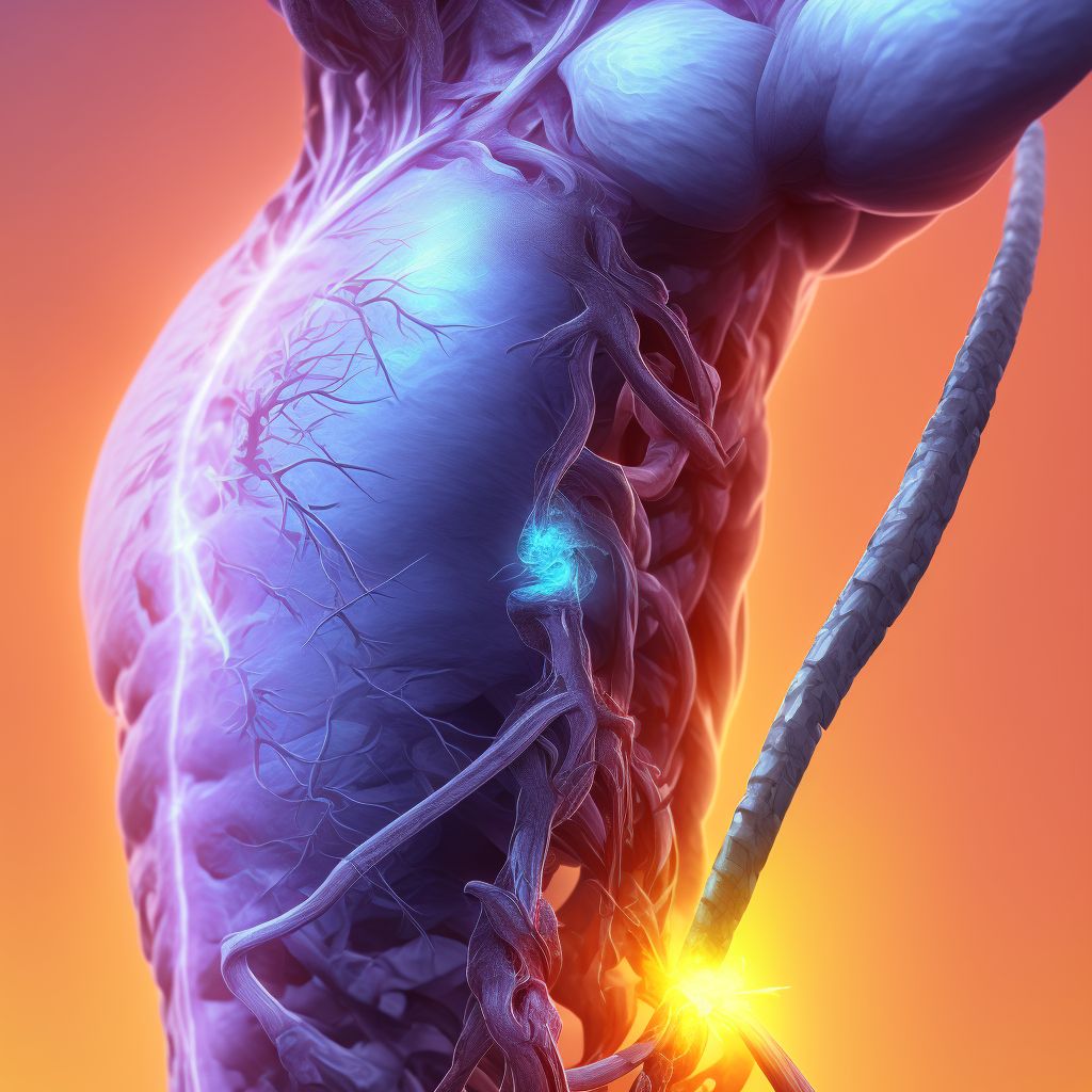 Laceration of axillary or brachial vein, right side, subsequent encounter digital illustration