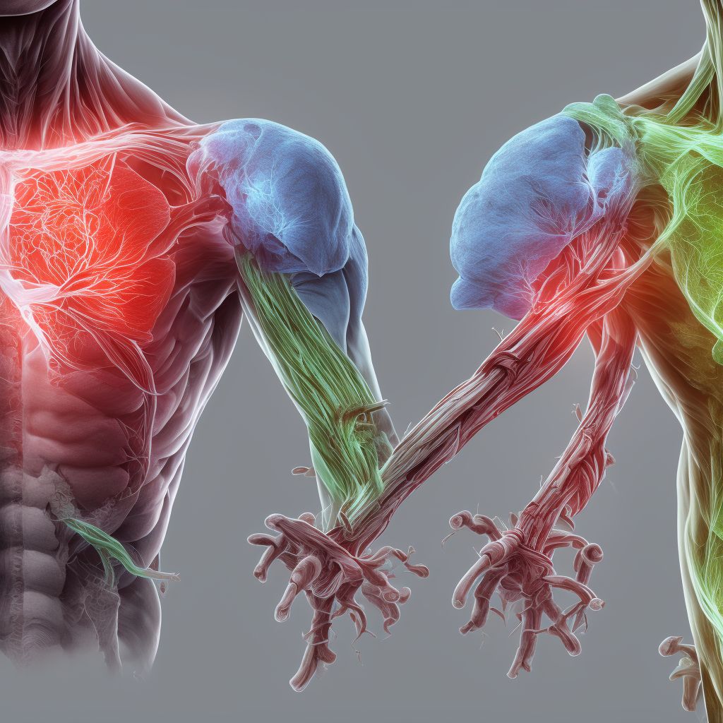 Other specified injury of axillary or brachial vein, right side, sequela digital illustration