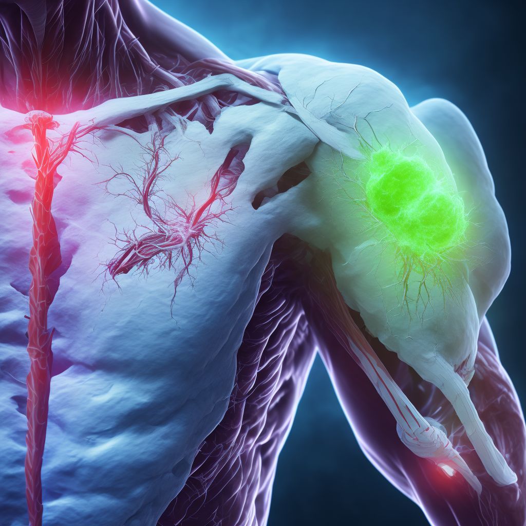 Laceration of superficial vein at shoulder and upper arm level, right arm, initial encounter digital illustration