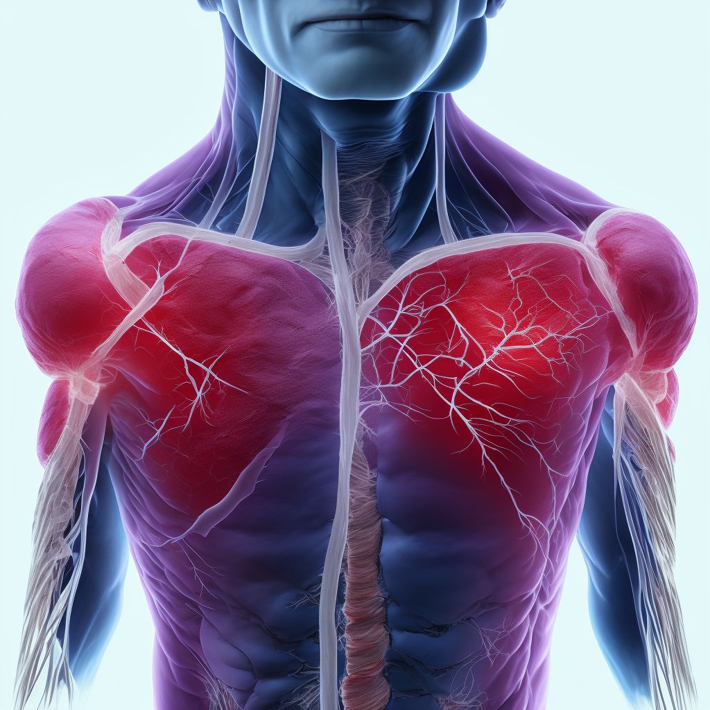 Laceration of superficial vein at shoulder and upper arm level, right arm, sequela digital illustration