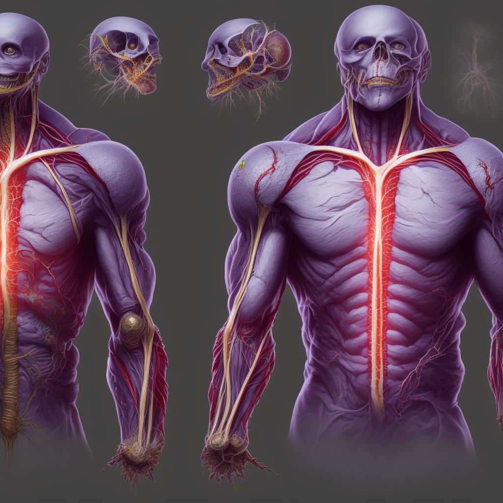 Laceration of superficial vein at shoulder and upper arm level, left arm, sequela digital illustration