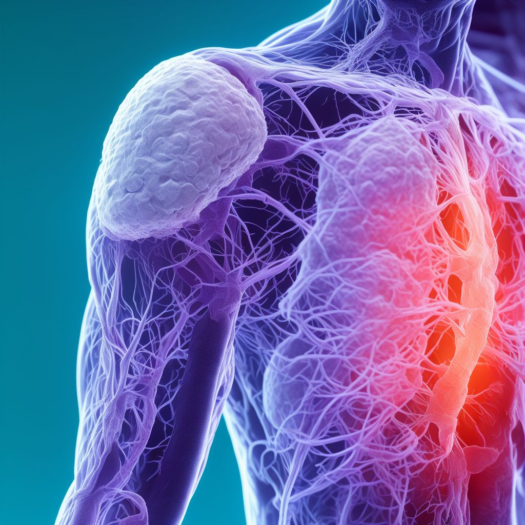 Laceration of other specified blood vessels at shoulder and upper arm level, left arm, sequela digital illustration