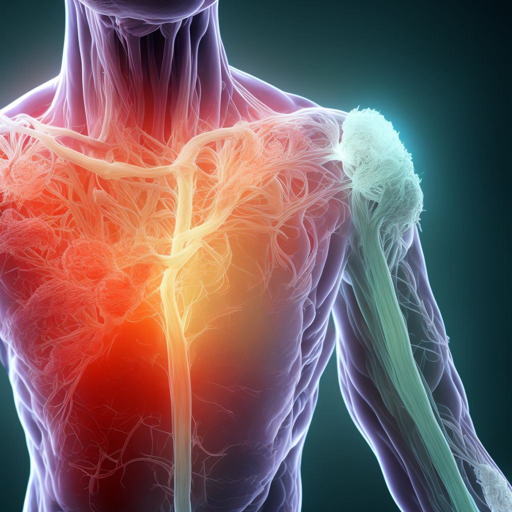 Other specified injury of other specified blood vessels at shoulder and upper arm level, right arm, subsequent encounter digital illustration