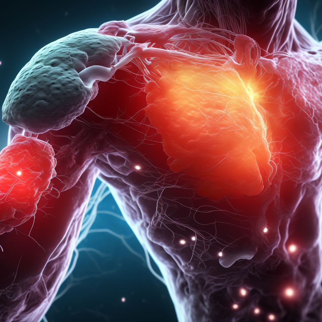 Laceration of unspecified blood vessel at shoulder and upper arm level, right arm, initial encounter digital illustration