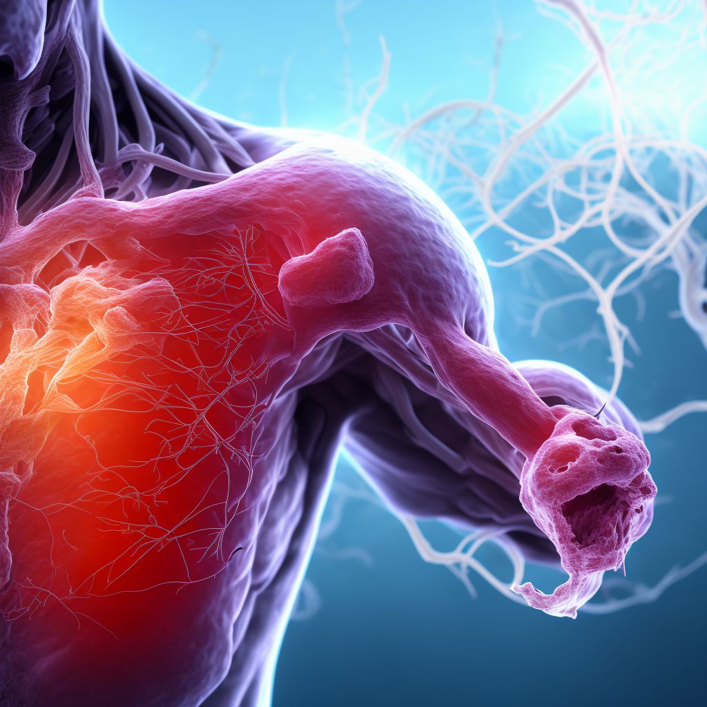 Laceration of unspecified blood vessel at shoulder and upper arm level, unspecified arm, subsequent encounter digital illustration