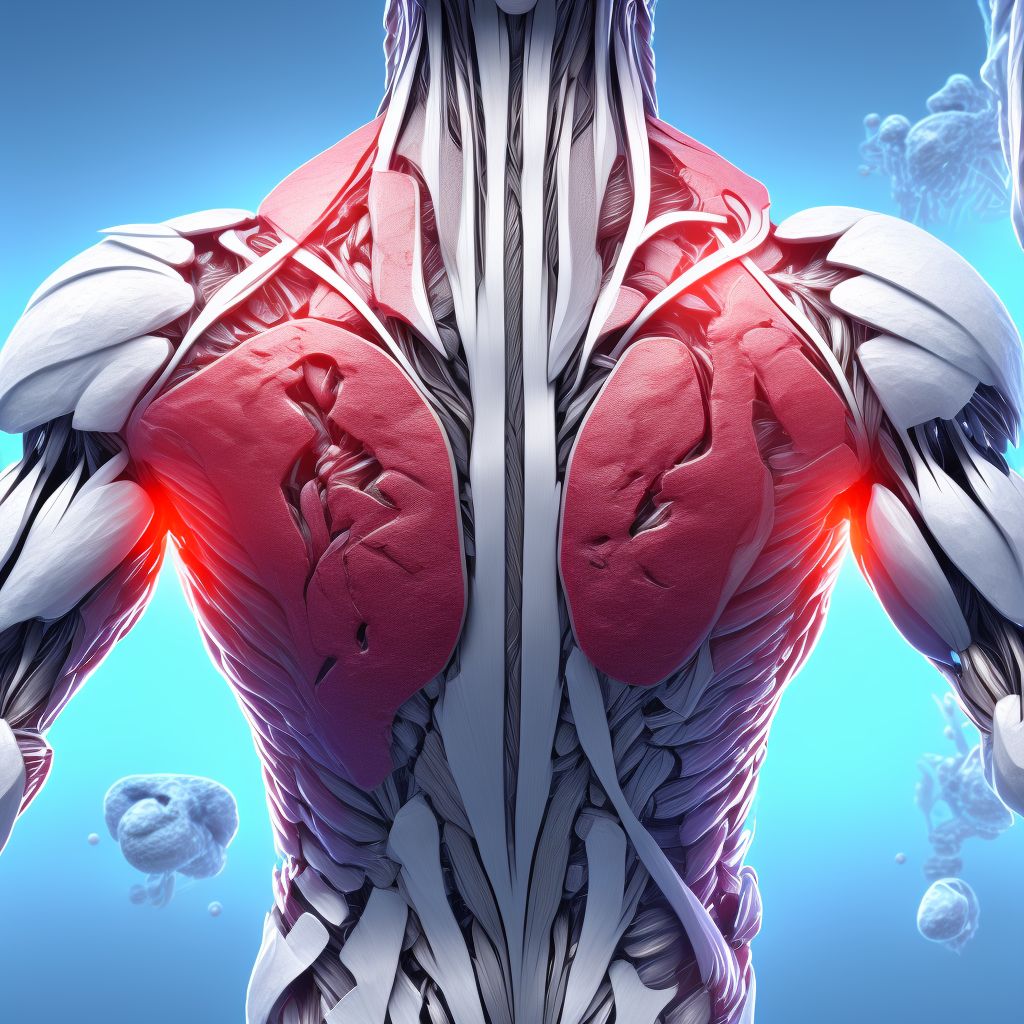 Strain of muscle(s) and tendon(s) of the rotator cuff of unspecified shoulder, subsequent encounter digital illustration