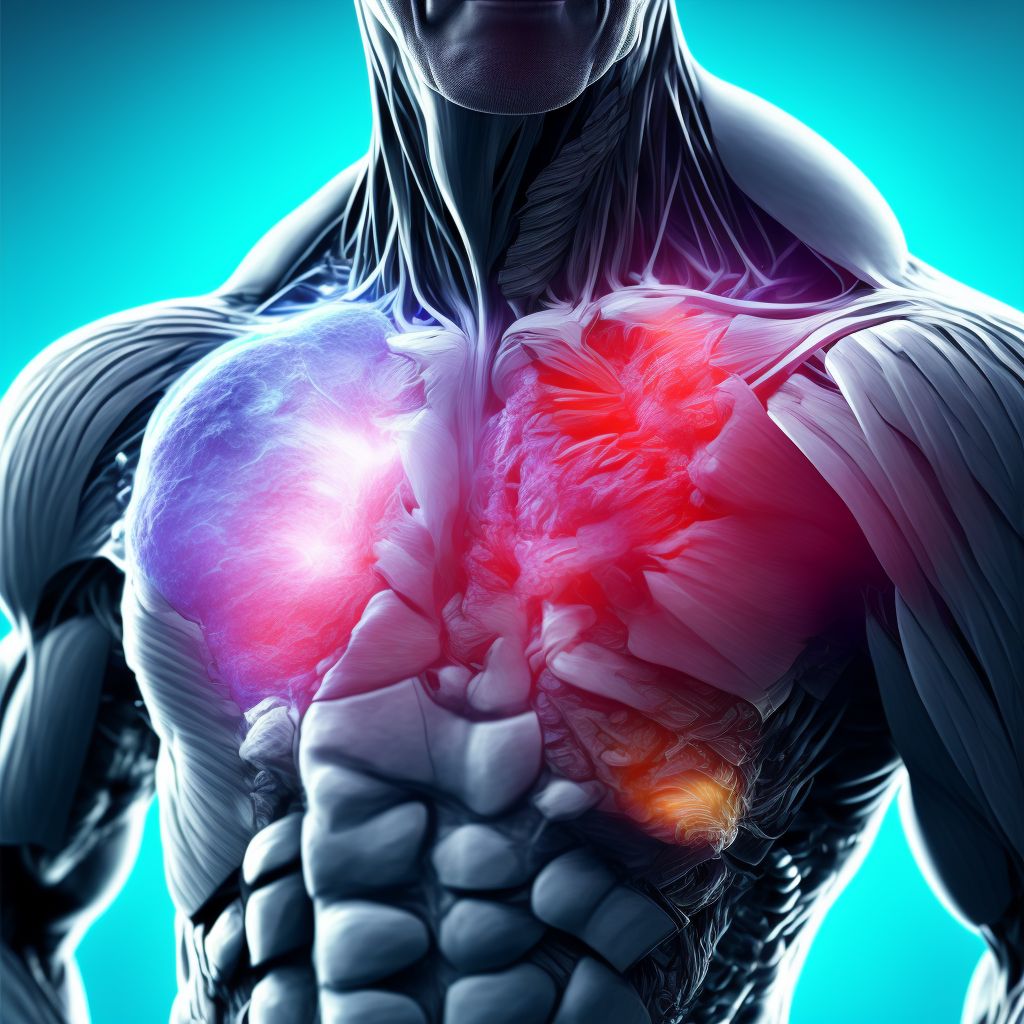 Laceration of muscle(s) and tendon(s) of the rotator cuff of right shoulder, sequela digital illustration