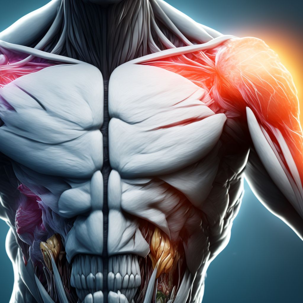 Laceration of muscle(s) and tendon(s) of the rotator cuff of unspecified shoulder, initial encounter digital illustration