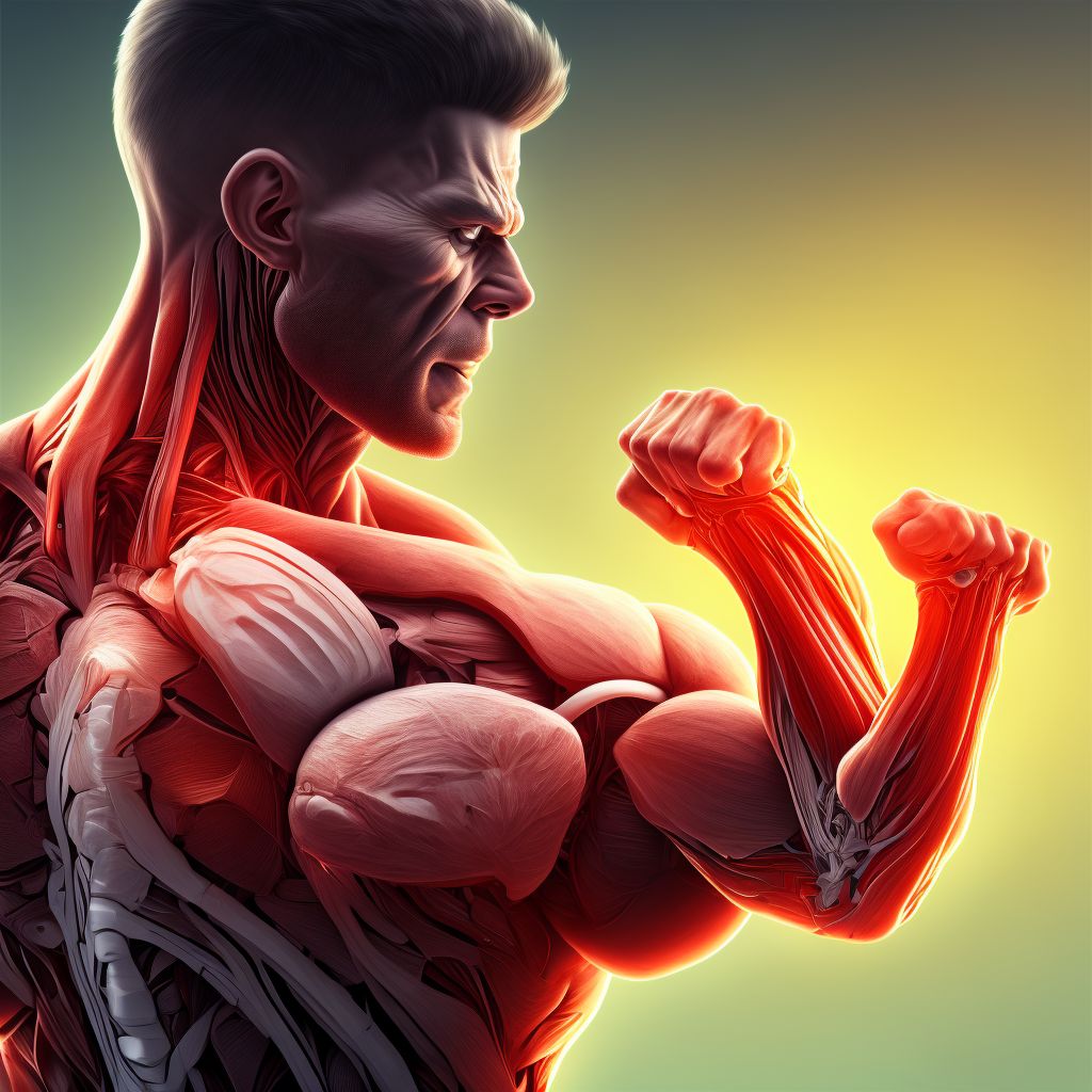 Strain of muscle, fascia and tendon of long head of biceps, left arm, sequela digital illustration