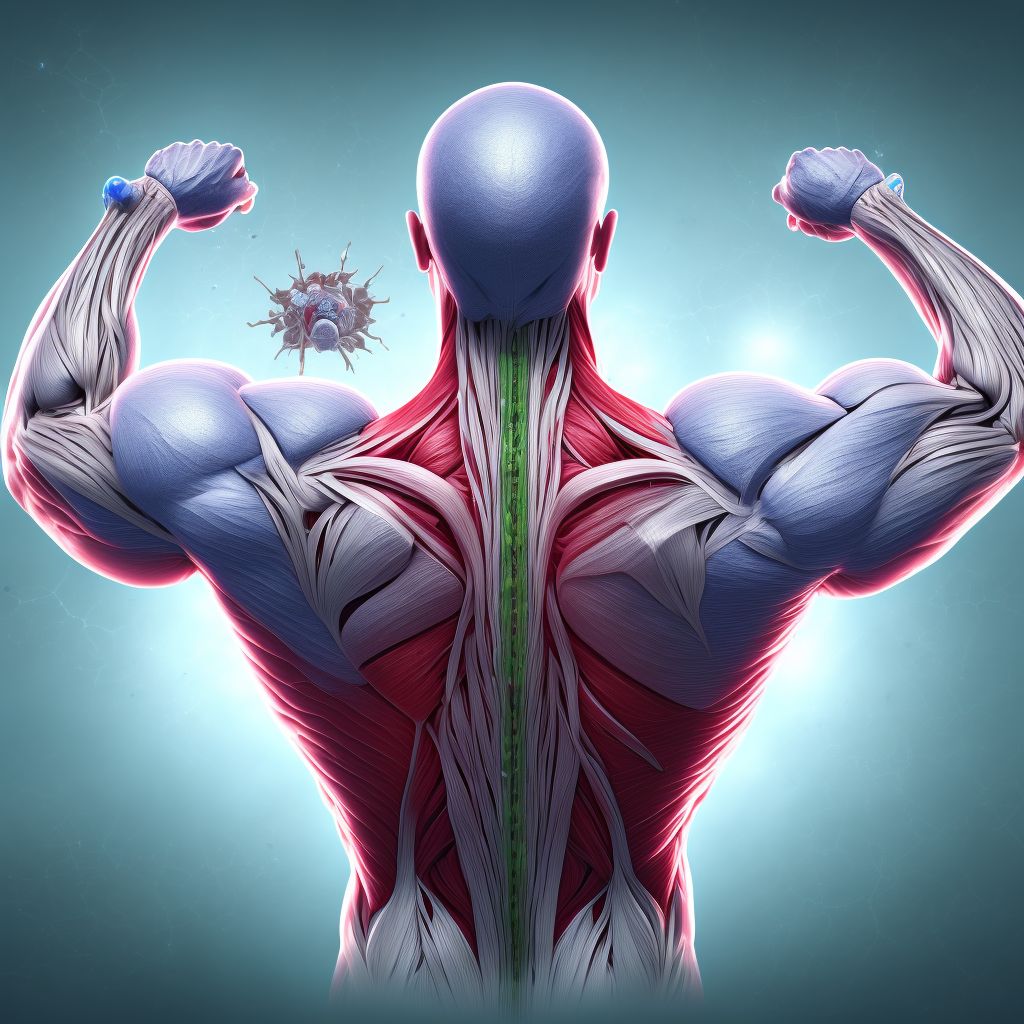 Strain of muscle, fascia and tendon of triceps, right arm, sequela digital illustration