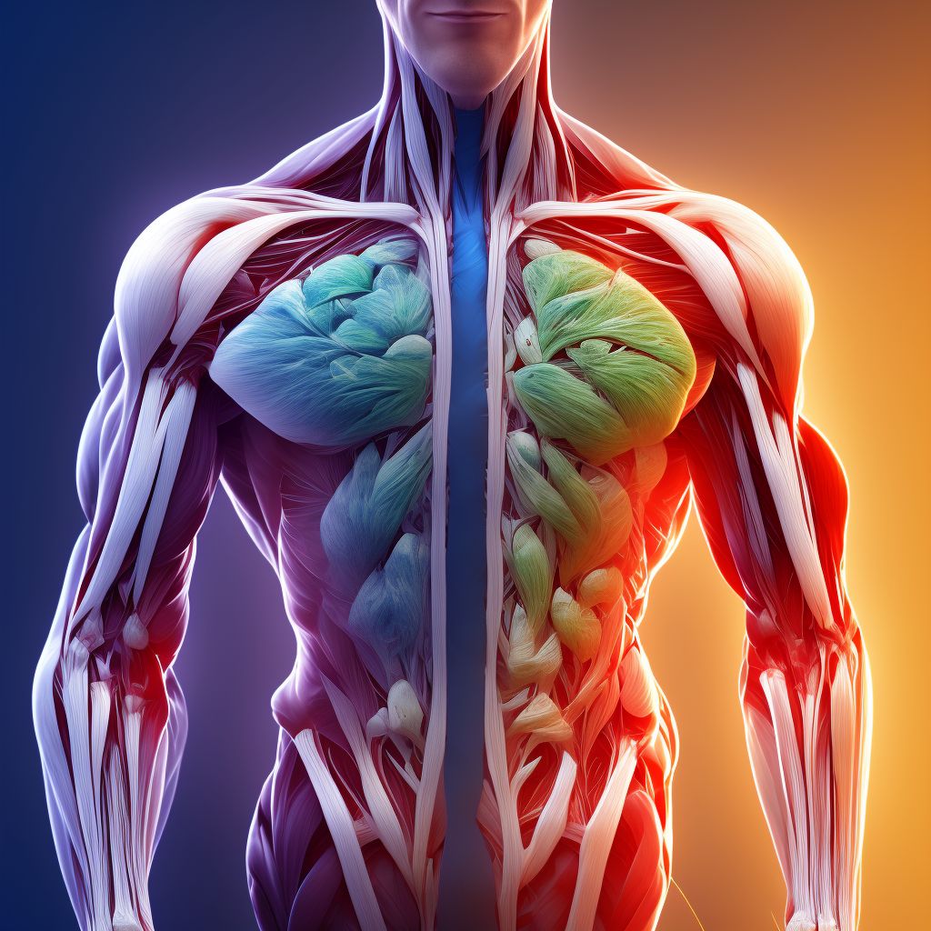 Strain of other muscles, fascia and tendons at shoulder and upper arm level, right arm, subsequent encounter digital illustration