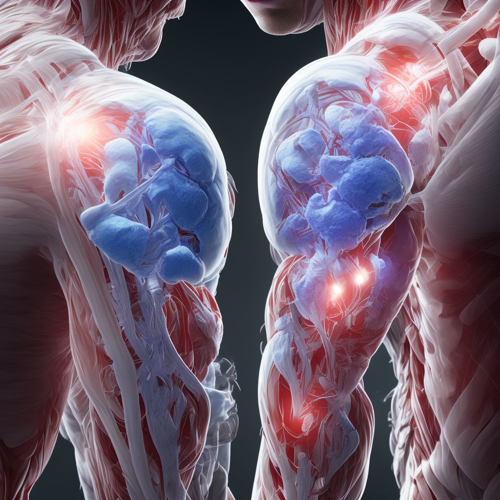 Laceration of other muscles, fascia and tendons at shoulder and upper arm level, left arm, subsequent encounter digital illustration