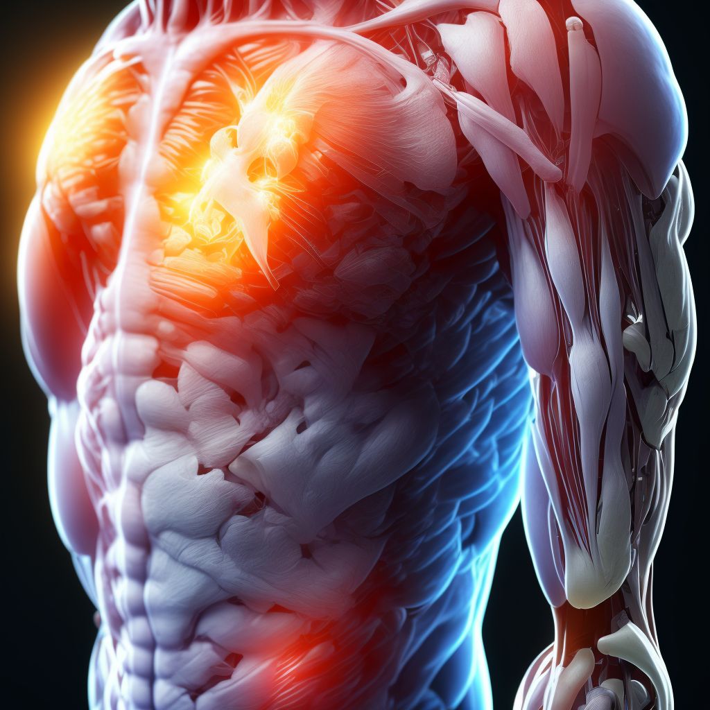 Other injury of other muscles, fascia and tendons at shoulder and upper arm level, right arm, initial encounter digital illustration