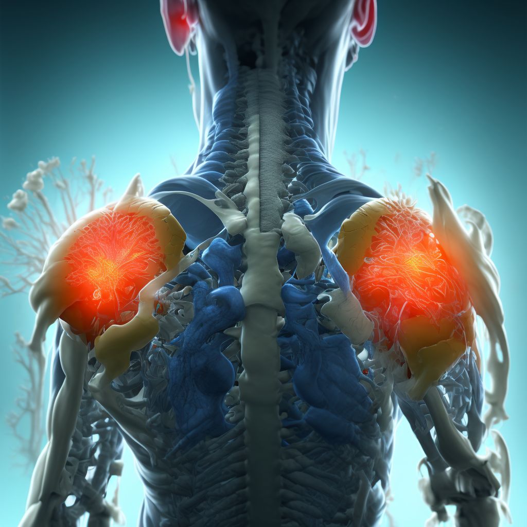 Partial traumatic amputation at left shoulder joint, sequela digital illustration