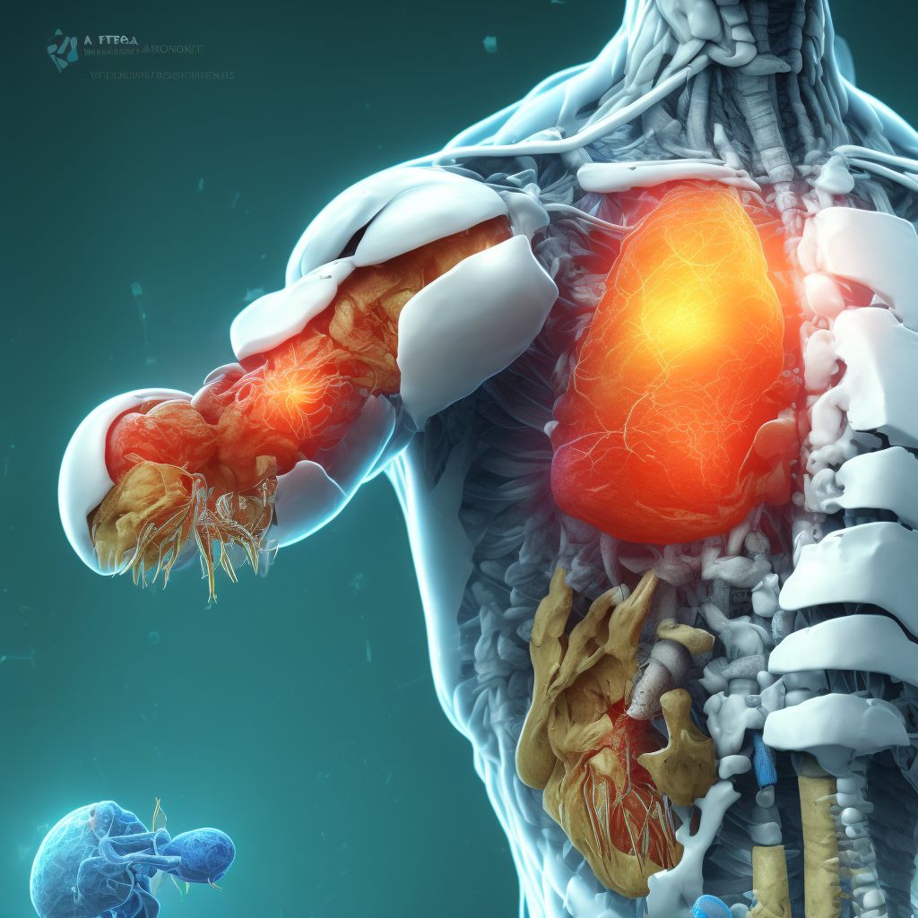 Partial traumatic amputation at level between unspecified shoulder and elbow, sequela digital illustration