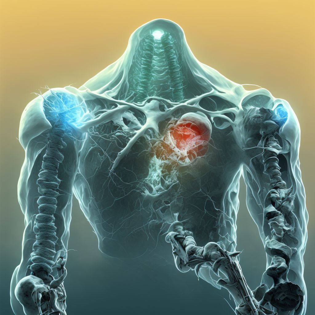 Salter-Harris Type IV physeal fracture of upper end of humerus, right arm, subsequent encounter for fracture with delayed healing digital illustration