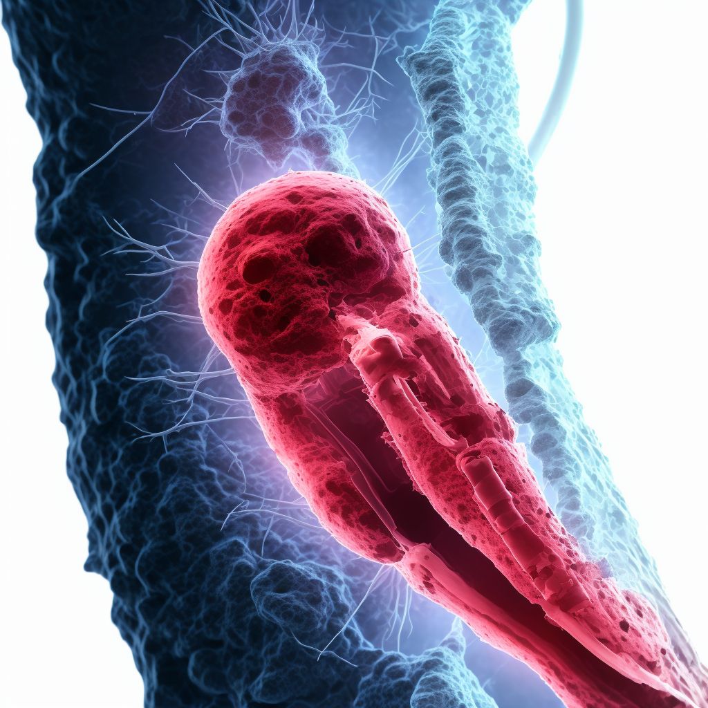 Salter Harris Type III physeal fracture of lower end of humerus, right arm, subsequent encounter for fracture with delayed healing digital illustration