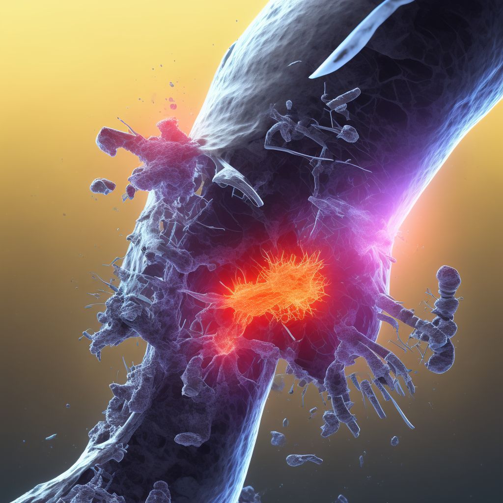 Salter-Harris Type IV physeal fracture of lower end of humerus, left arm, subsequent encounter for fracture with nonunion digital illustration