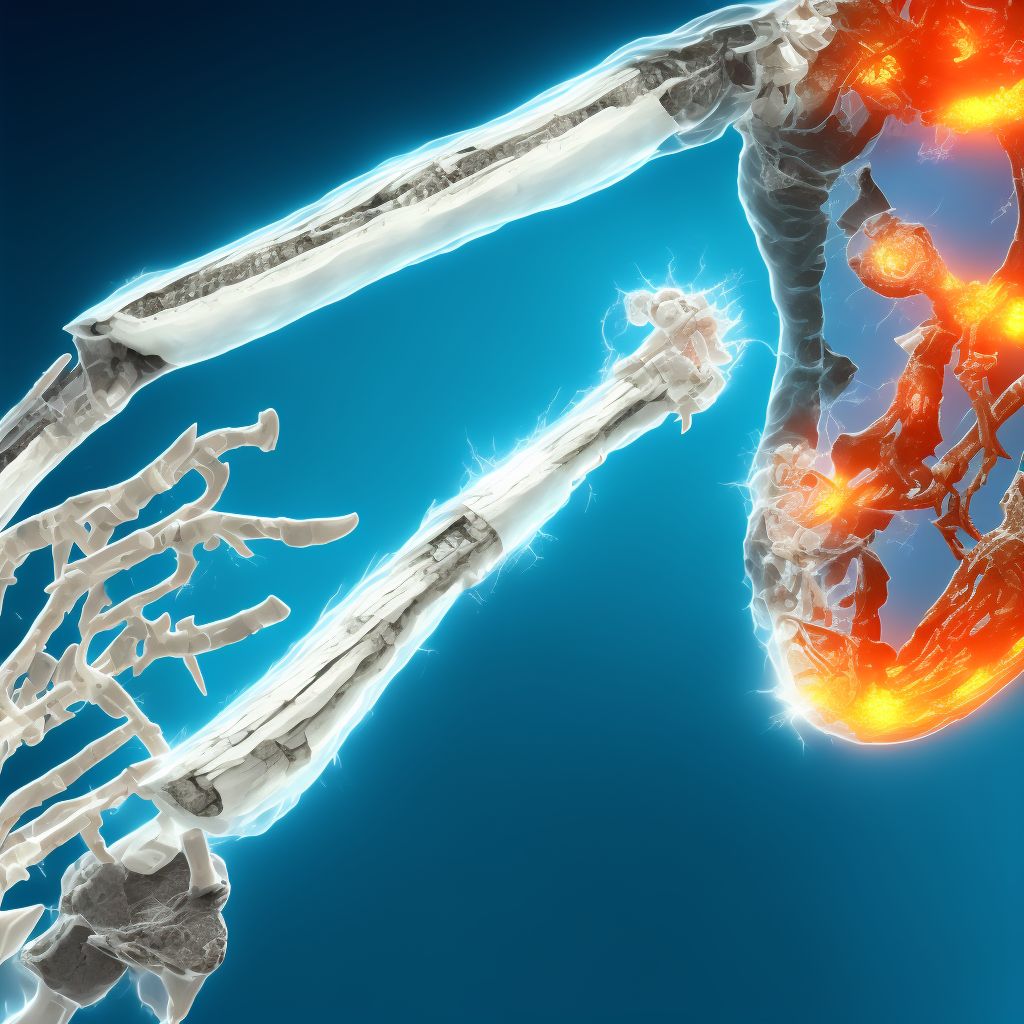 Unspecified fracture of upper end of left ulna, subsequent encounter for open fracture type IIIA, IIIB, or IIIC with routine healing digital illustration