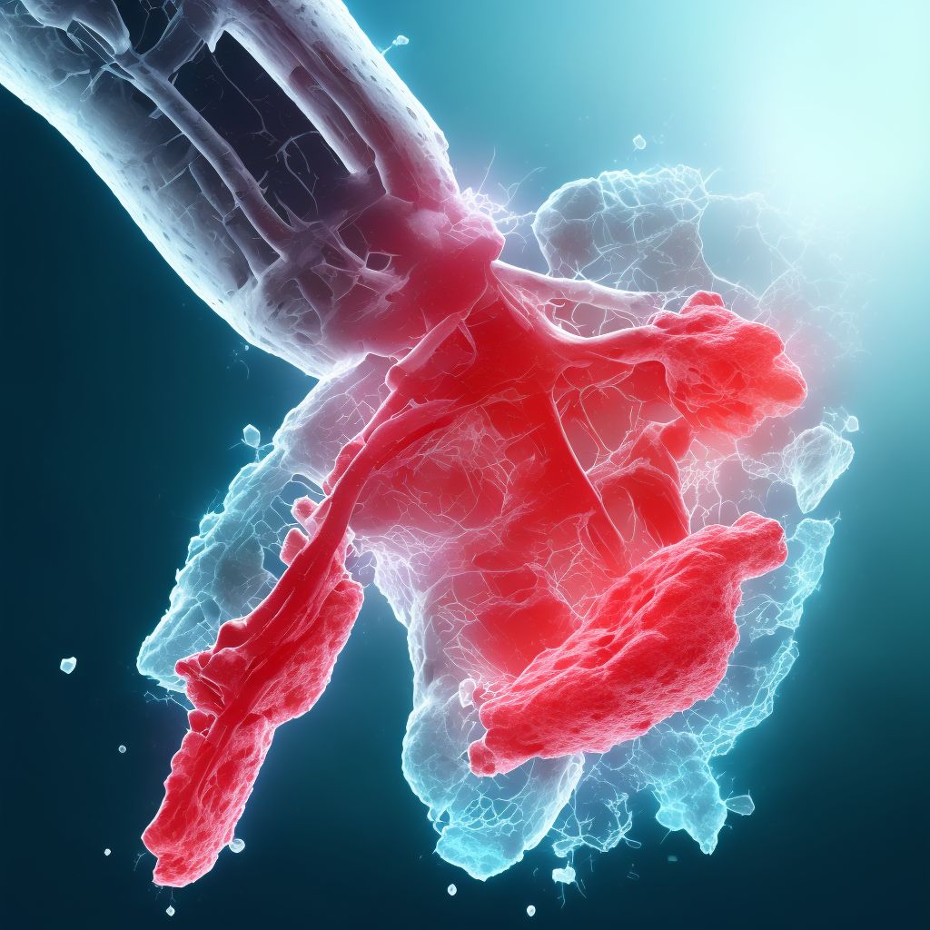 Unspecified fracture of upper end of left ulna, subsequent encounter for open fracture type IIIA, IIIB, or IIIC with delayed healing digital illustration