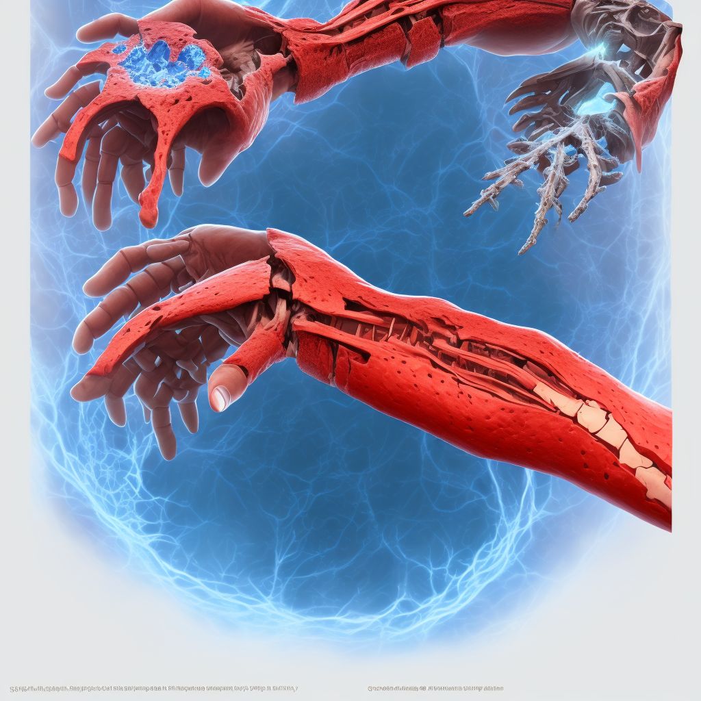 Unspecified fracture of upper end of left ulna, subsequent encounter for open fracture type IIIA, IIIB, or IIIC with nonunion digital illustration