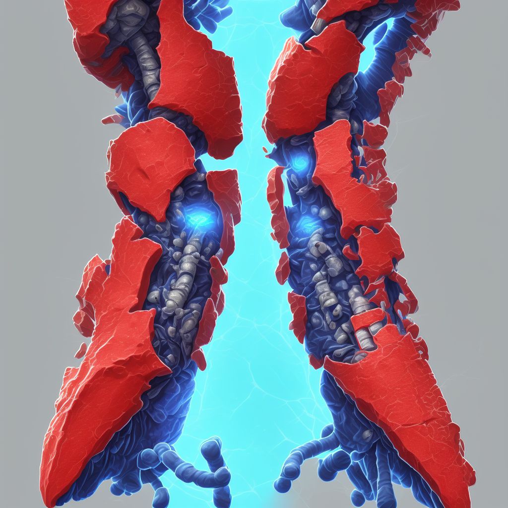 Nondisplaced oblique fracture of shaft of left ulna, subsequent encounter for open fracture type IIIA, IIIB, or IIIC with delayed healing digital illustration