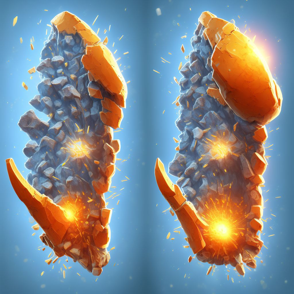 Displaced comminuted fracture of shaft of ulna, right arm, subsequent encounter for open fracture type I or II with routine healing digital illustration