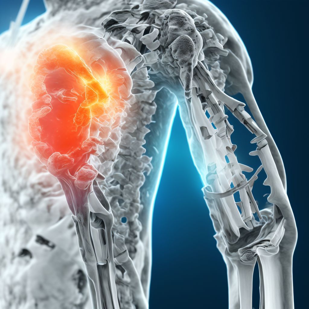 Displaced comminuted fracture of shaft of ulna, left arm, subsequent encounter for open fracture type IIIA, IIIB, or IIIC with routine healing digital illustration