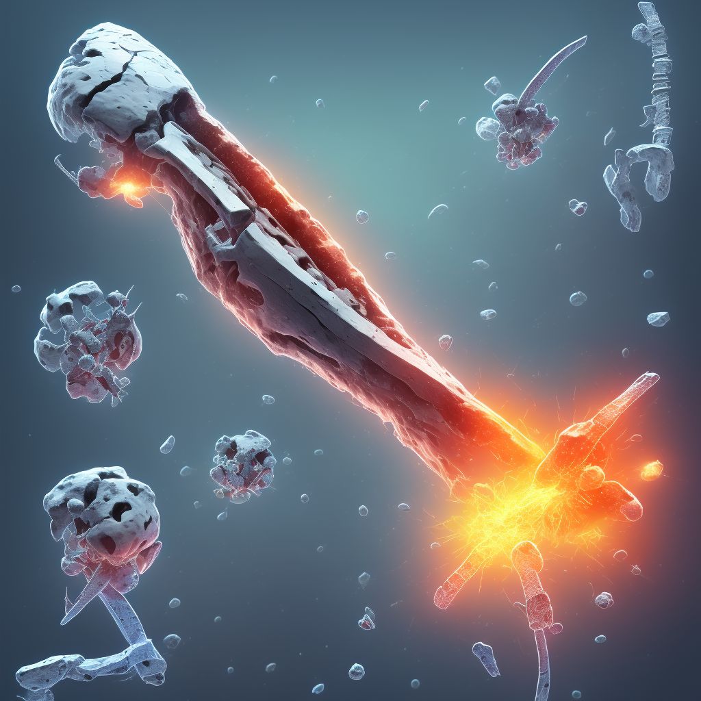 Displaced comminuted fracture of shaft of ulna, left arm, subsequent encounter for open fracture type I or II with nonunion digital illustration