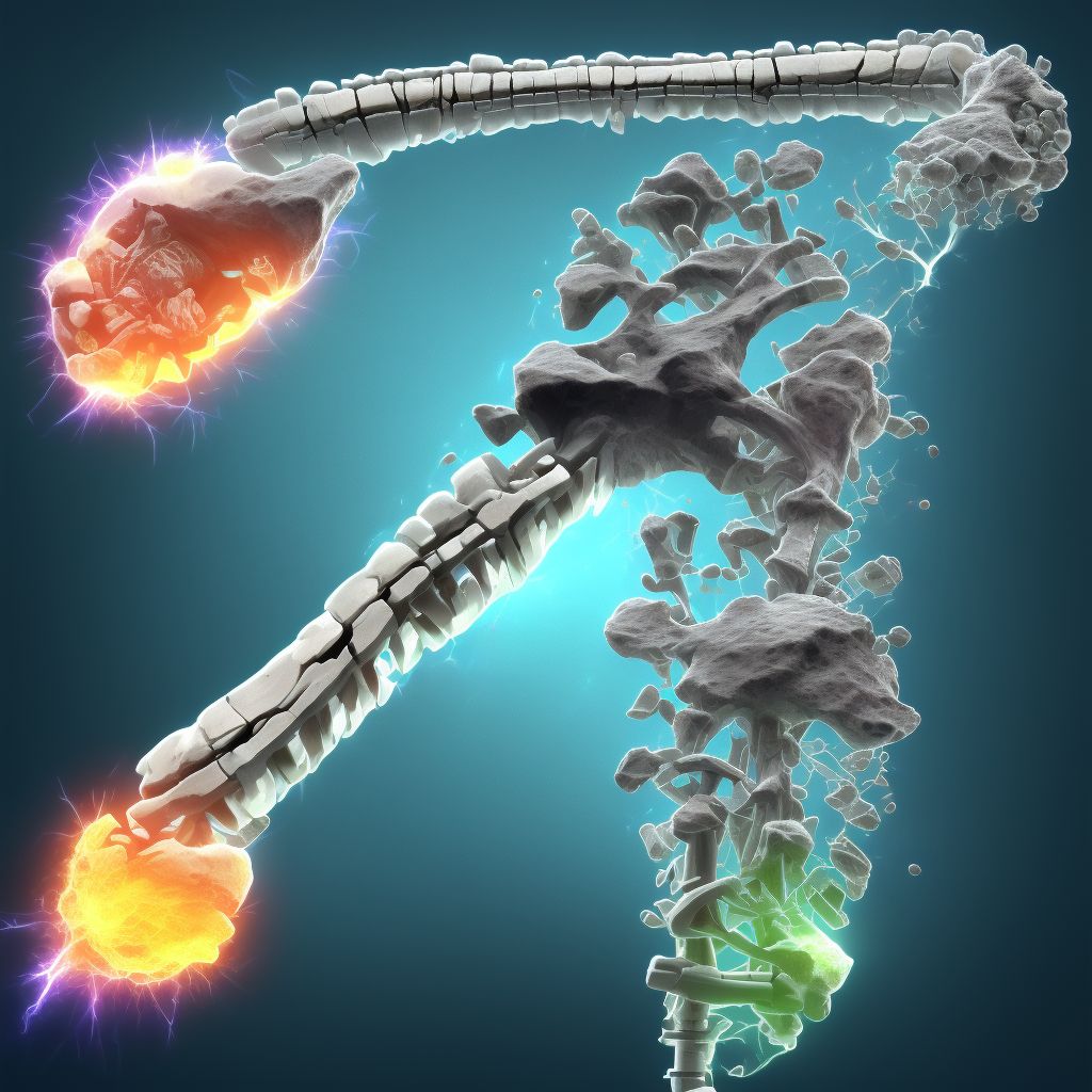 Displaced segmental fracture of shaft of ulna, right arm, initial encounter for open fracture type IIIA, IIIB, or IIIC digital illustration