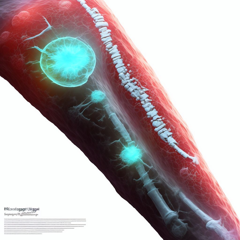 Displaced segmental fracture of shaft of ulna, right arm, subsequent encounter for open fracture type I or II with delayed healing digital illustration