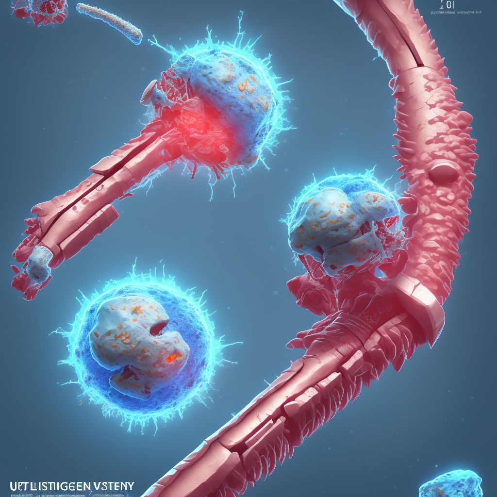 Displaced segmental fracture of shaft of ulna, right arm, sequela digital illustration