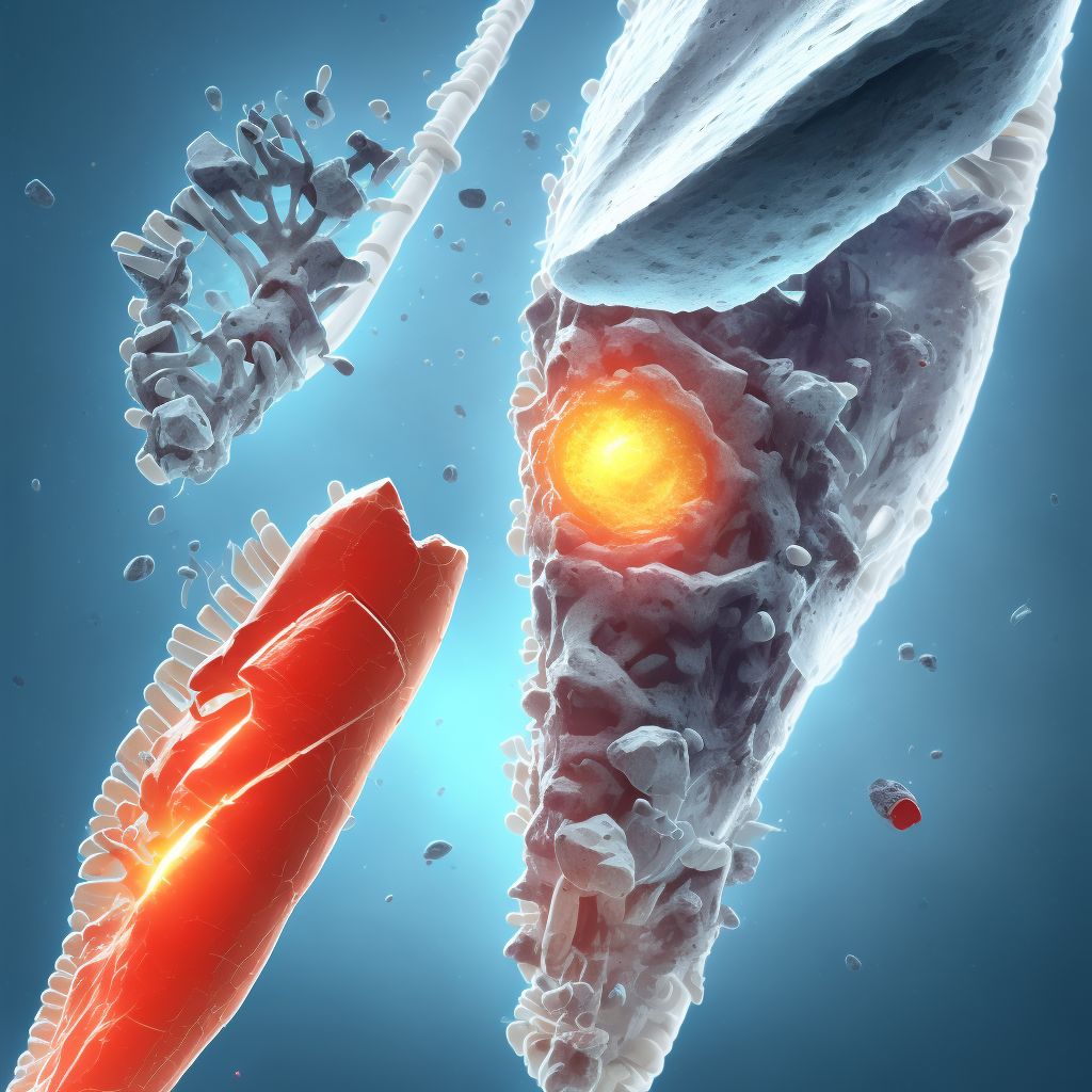 Displaced segmental fracture of shaft of ulna, left arm, subsequent encounter for open fracture type IIIA, IIIB, or IIIC with nonunion digital illustration