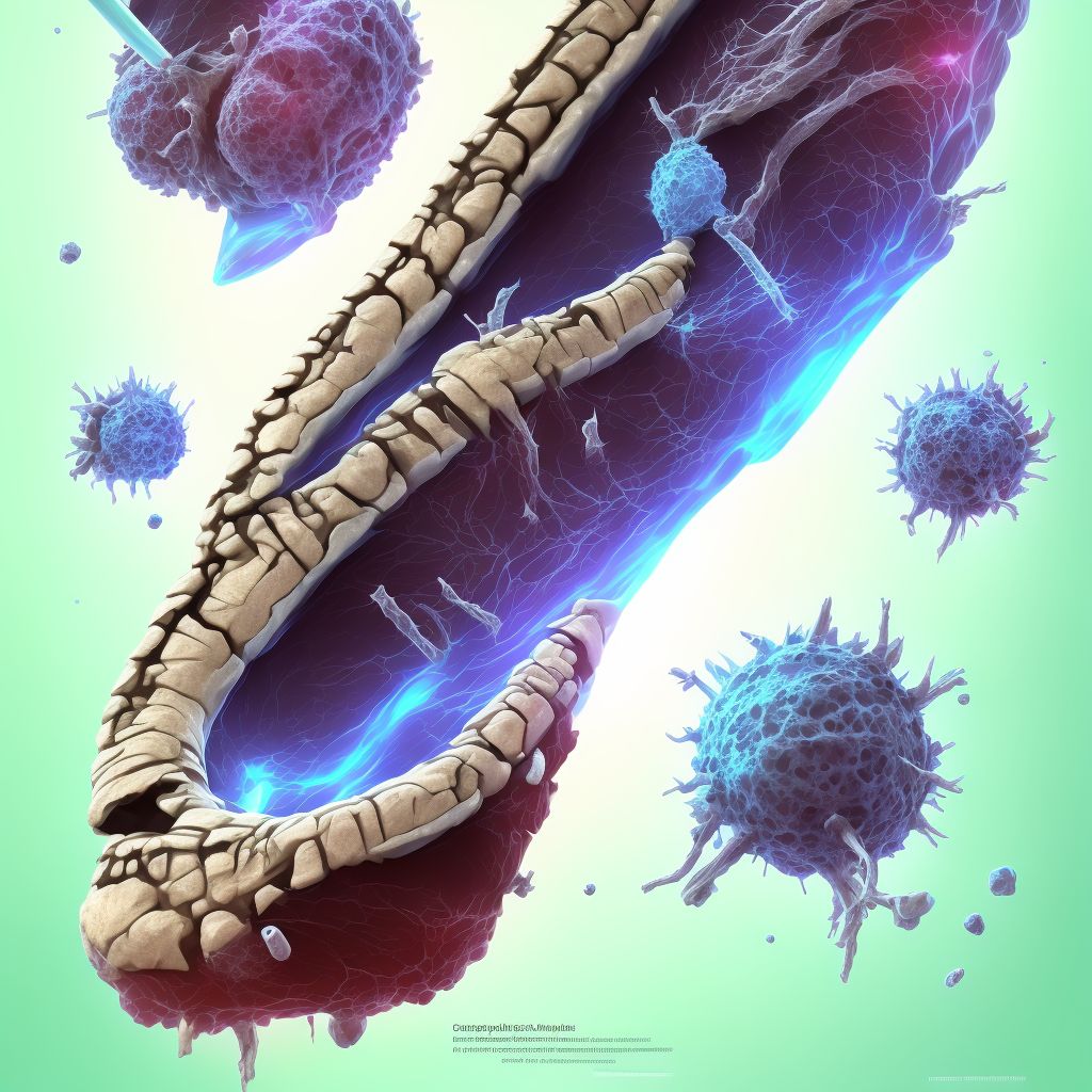 Nondisplaced segmental fracture of shaft of ulna, right arm, sequela digital illustration