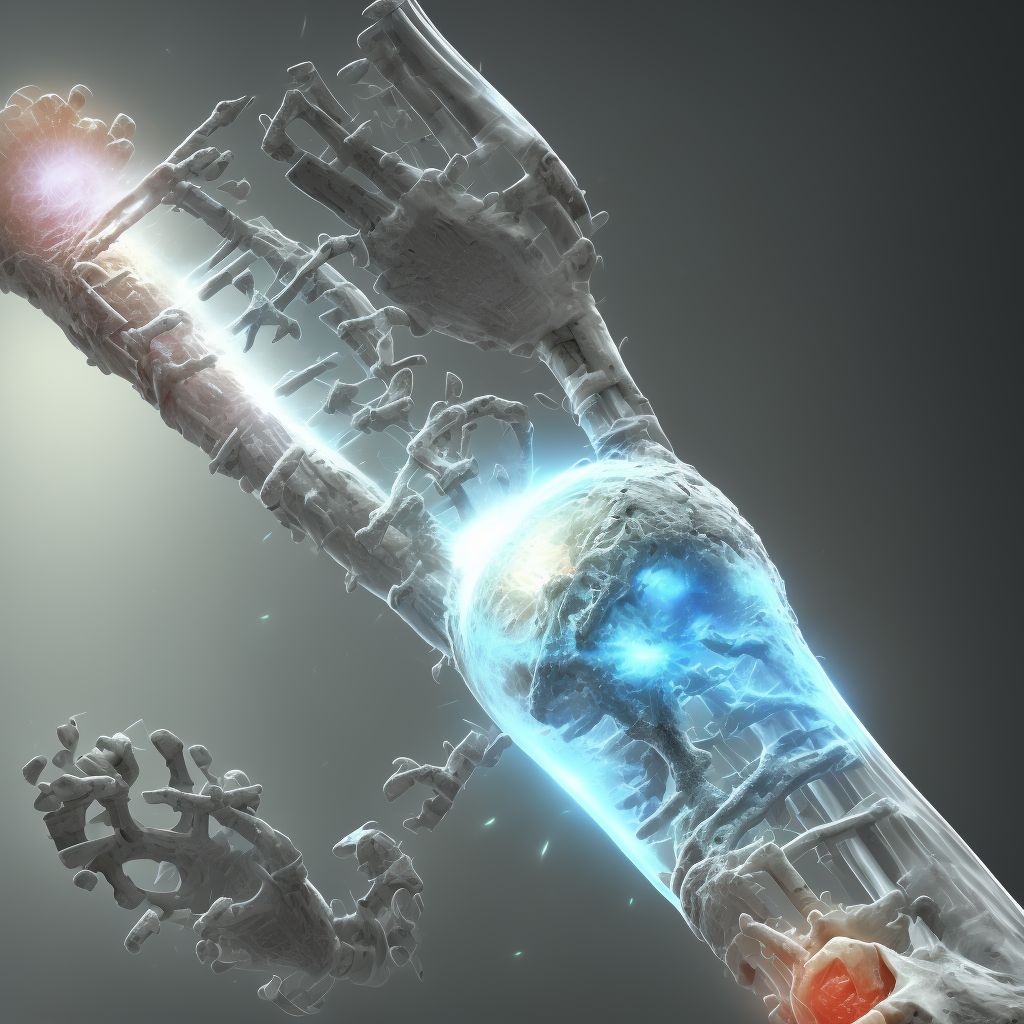 Nondisplaced segmental fracture of shaft of ulna, left arm, initial encounter for open fracture type IIIA, IIIB, or IIIC digital illustration