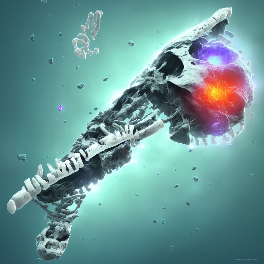 Nondisplaced segmental fracture of shaft of ulna, left arm, subsequent encounter for open fracture type IIIA, IIIB, or IIIC with routine healing digital illustration