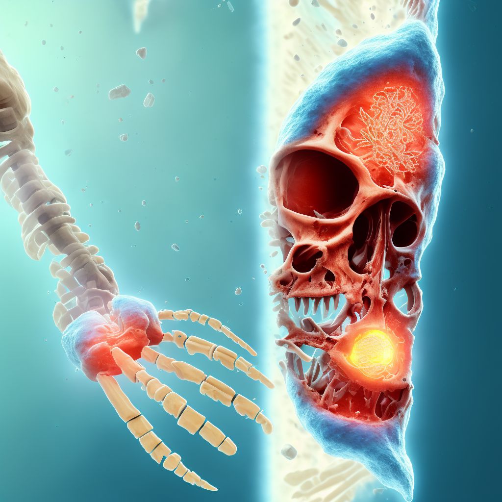 Nondisplaced segmental fracture of shaft of ulna, unspecified arm, subsequent encounter for open fracture type IIIA, IIIB, or IIIC with malunion digital illustration