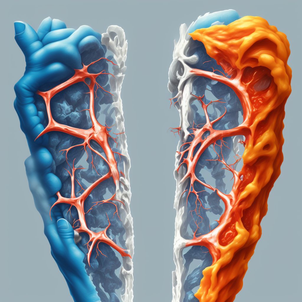 Monteggia's fracture of left ulna, initial encounter for open fracture type IIIA, IIIB, or IIIC digital illustration