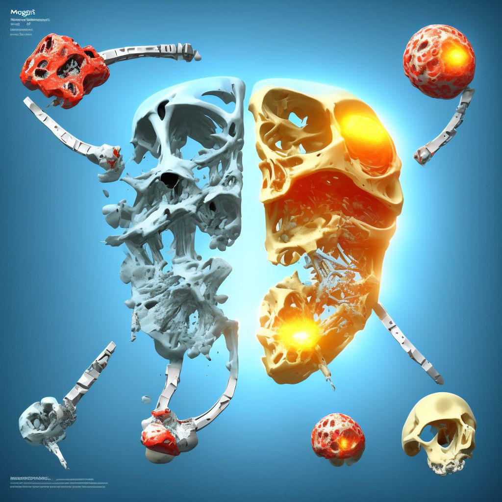 Monteggia's fracture of left ulna, subsequent encounter for open fracture type IIIA, IIIB, or IIIC with delayed healing digital illustration