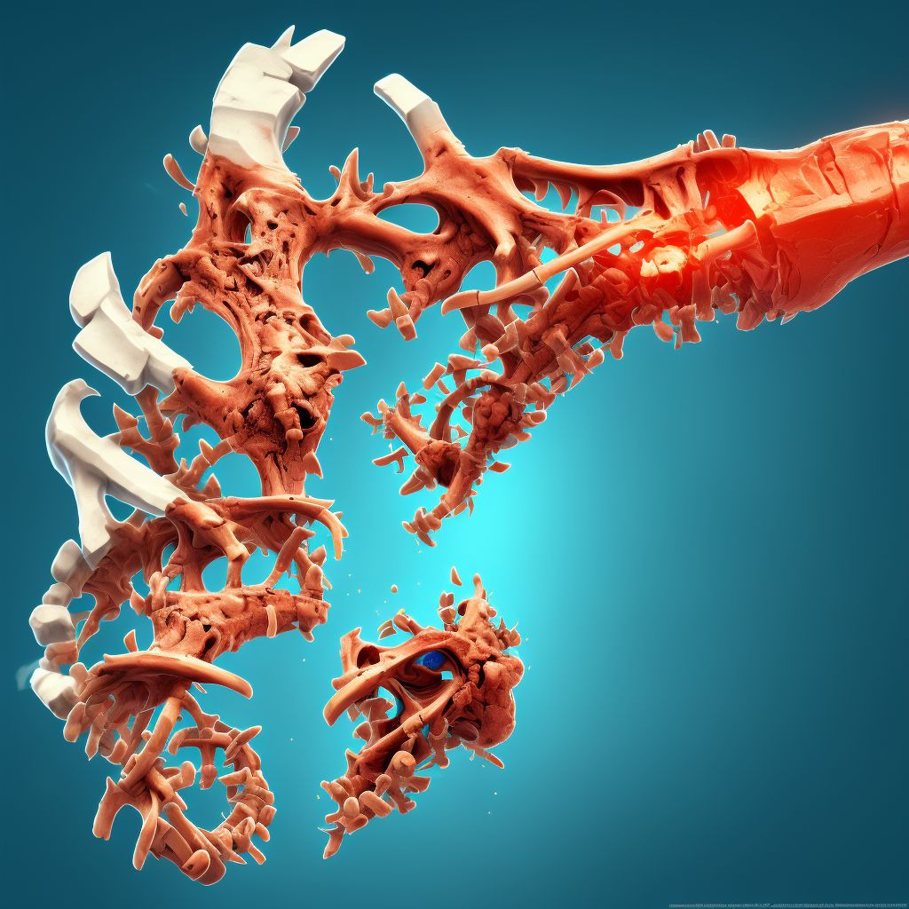 Bent bone of left ulna, subsequent encounter for open fracture type I or II with malunion digital illustration