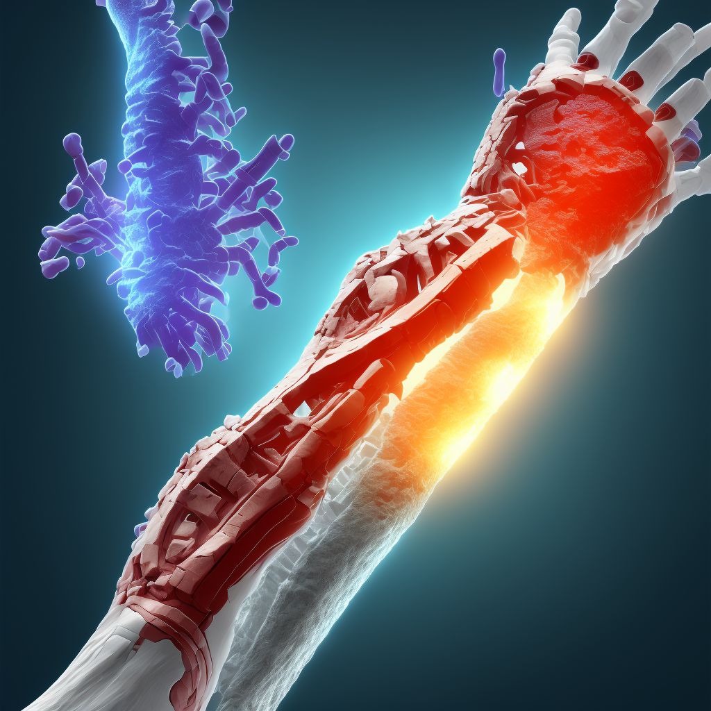 Unspecified fracture of lower end of left ulna, subsequent encounter for open fracture type IIIA, IIIB, or IIIC with routine healing digital illustration