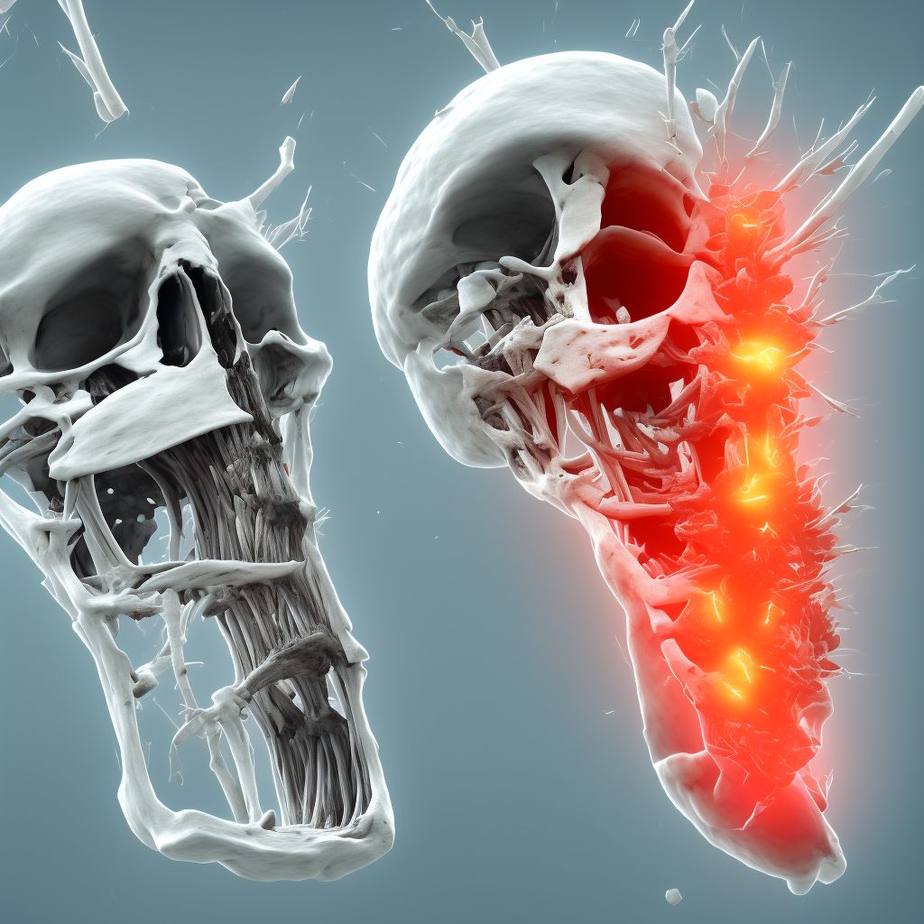 Unspecified fracture of lower end of left ulna, subsequent encounter for open fracture type I or II with delayed healing digital illustration