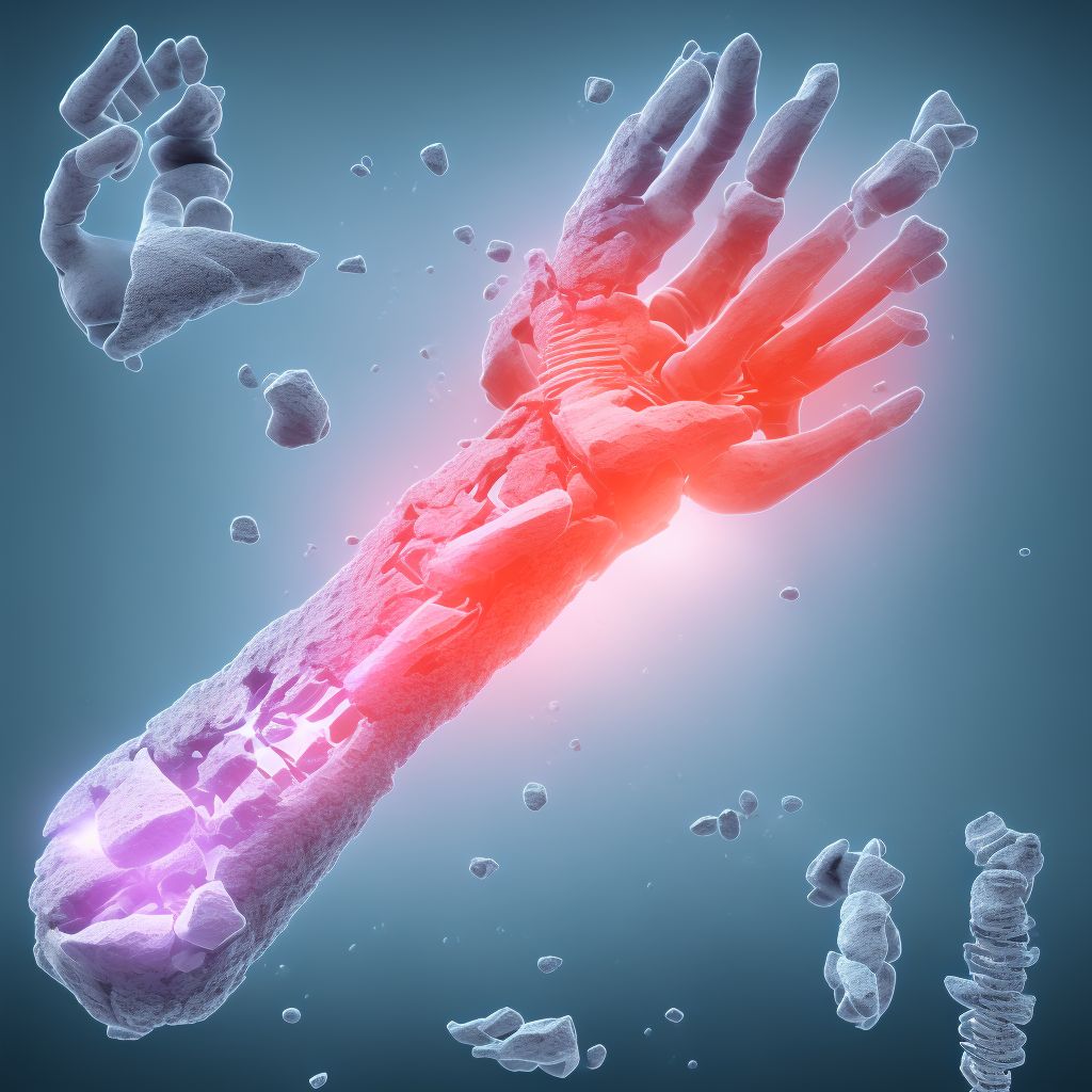 Unspecified fracture of lower end of unspecified ulna, subsequent encounter for open fracture type IIIA, IIIB, or IIIC with routine healing digital illustration